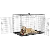 PawHut Transportín de Perro de 2 Puertas Jaula de Alambre para Perros Plegable con Asa Acero 121x74,5x81 cm Negro