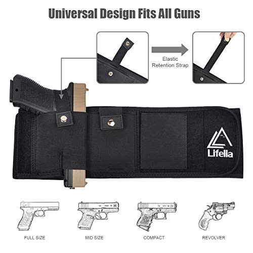 Lifella Belly Band Holster For Concealed Carry Inside Waistband Holster Handgun Carrying System Tactical Elastic Gun Holster For Right Hand With Magazine Pouch For Men Women Running, Hiking, Jogging #TOP3