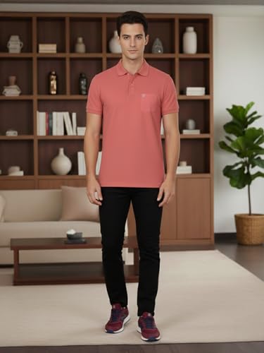 Image of Lux Cozi Men's Cotton Blend Polo T-Shirt with Chest Pocket | Collar T-Shirts for Men | Half Sleeves | Plain - Regular Fit (Pack of 1)