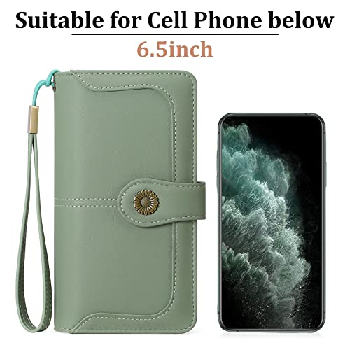 Image of FALAN MULE Wallets for Women Trifold Wristlet Wallets Large Capacity RFID Blocking Ladies Purse Credit Card Holder