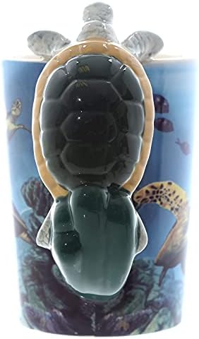 Puckator Turtle with Underwater Decal Ceramic Shaped Handle Mug, Coffee Hot Drinks, Decorative Gift Box, Home Kitchen Height 13.5cm Width 12cm Diameter 8.5cm