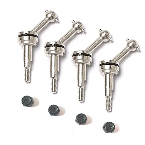 XIAOMINDIAN 4Pcs 2mm Extended Metal for CVD Universal Joint Shaft with M2 Nut for Wltoys K969 K989 K979 P929 1/28 RC Car Upgrades Parts Screw Parts (Color : Silver)