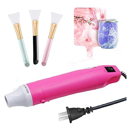 Heat Gun for Crafts, Mini Heat Gun for Epoxy Resin, 300W Portable DIY Acrylic Resin Craft, Dryer Crafts Heat Tool for Cup Turner, Shrink Wrapping, Crafts Embossing, Resin Bubble Remover (Pink)