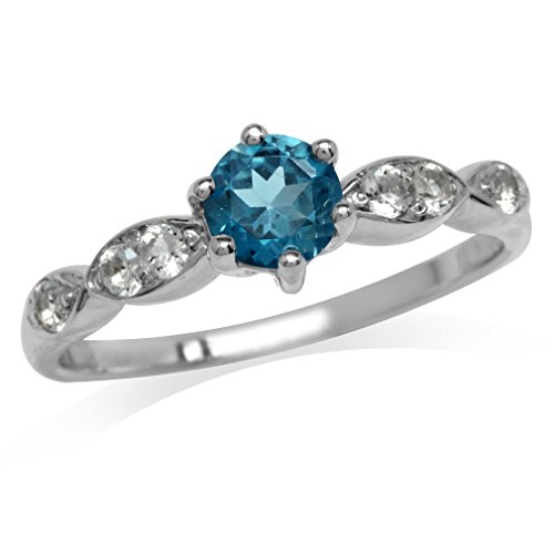 Silvershake 5mm Round Shape White Gold Plated 925 Sterling Silver Engagement Ring