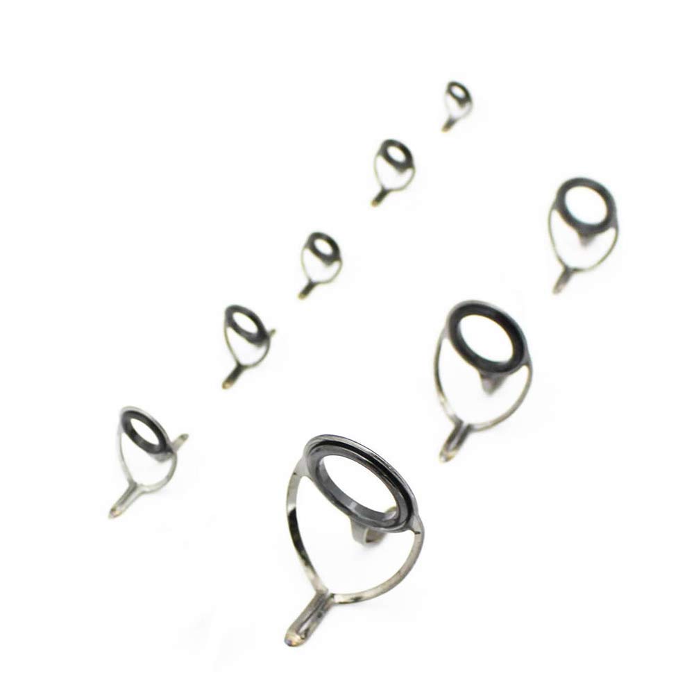 Amazon ダブルフットロッドガイド 8個セット スピニング ベイト兼用 ステンレスフレーム リバーピーク River Peak ロッド 竿パーツ