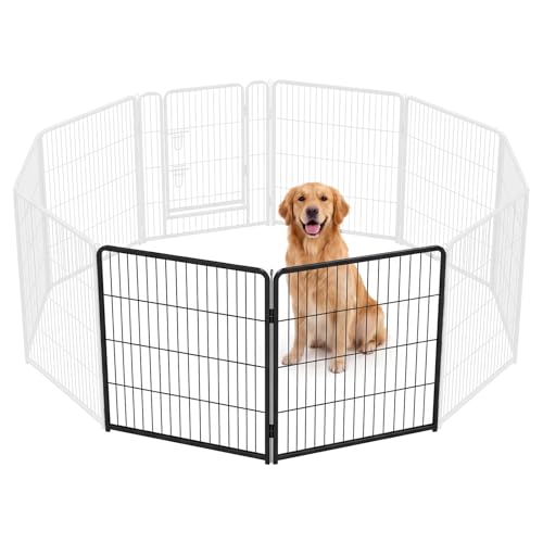 Image of DUMOS Dog Playpen 32 Inch 2 Panels Indoor Outdoor Metal Pet Fence | Foldable Dog Play Pen with Door, Portable Exercise, RV Camping, Puppy Small Medium Dogs