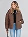 MEROKEETY Women's 2025 Winter Long Sleeve Zip Puffer Jacket Pockets Baggy Short Coats, Coffee, S