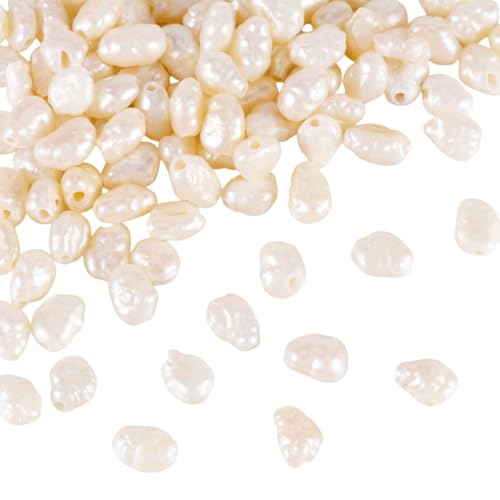 Beadthoven 100Pcs Natural Cultured Freshwater Pearl Beads 3-5mm Irregular Baroque Pearls Creamy White Keshi Pearl Loose Beads Spacers for Jewelry Making DIY Necklace Beading Crafts Supply Hole: 0.5mm