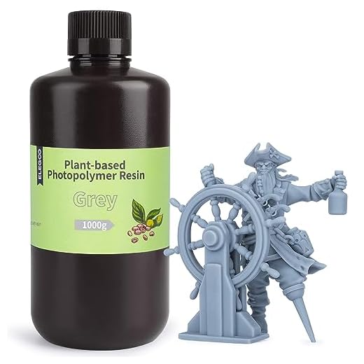 ELEGOO Resina de Base Vegetal para Impresoras 3D con Ultra Bajo Olor y Alta Precisión, Resina de Fotopolímero UV de 405nm, de Curado Rápido para la Impresión 3D en Resina - Gris 1000g