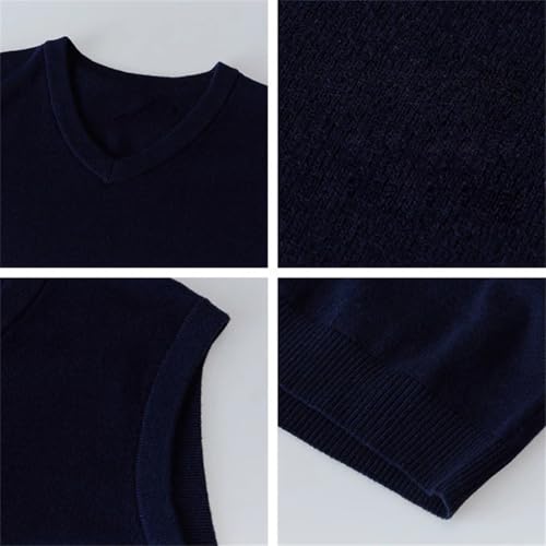 Dcvmvmn Men's Cotton Knit Sweater Vest Spring Autumn V-Neck Warm Top Waistcoat Fit Pullover2
