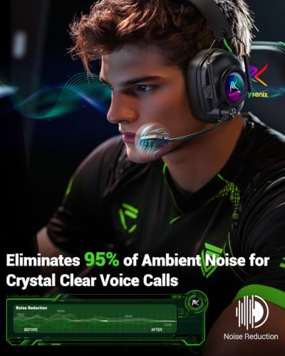Image of Wireless Gaming Headset with Noise Canceling Microphone for PC, PS5, PS4, Switch, Mac, 2.4 GHz Wireless & Bluetooth 5.4 Gaming Headphones, Cool RGB Lighting, 50Hr Battery, 50mm Drivers(Deep Green)