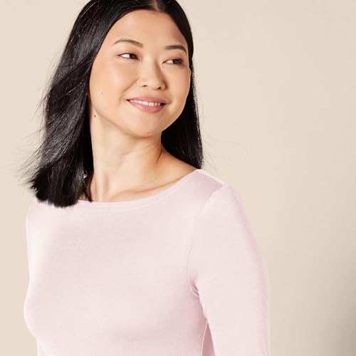 Image of Amazon Essentials Women's Slim-Fit 3 /4 Sleeve Boat Neck Cotton Modal Micro Rib T-Shirt