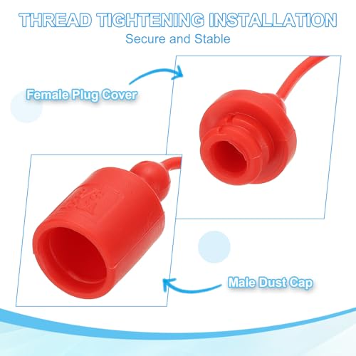 Image of PATIKIL 3 /8 inch ISO-A Hydraulic Coupler Male Dust Cap and Female Plug Cover, Set of 2 Rubber Quick Disconnects Port Plug Cover Fittings Red Cap with Retention Ring