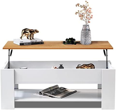Blisswood Coffee Table With Storage, Lift Up Coffee Tables for Living Room, Wooden Coffee Table With 1 Shelf Large Hidden Storage Modern Rectangular Sofa End Lift-Top Tea Table Furniture (Black)