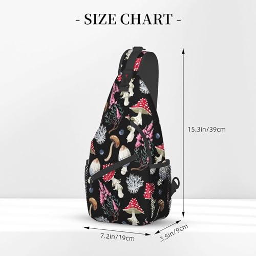autumn fall leaves cool mushrooms Small Crossbody Sling Backpack Anti Theft Backpack For Traveling Chest Shoulder Bag3