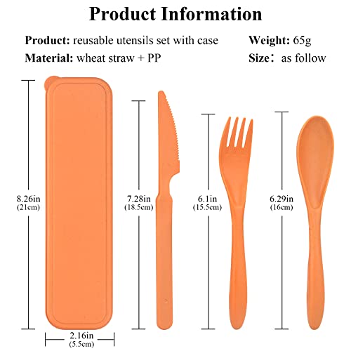 DISSKNIC 4 Sets Reusable Utensils Set with Case,Travel Utensils Cutlery Set, Reusable Plastic Utensils for Lunch Box Accessories for Adults, Portable Lunch Utensils Set for Daily - Image 3