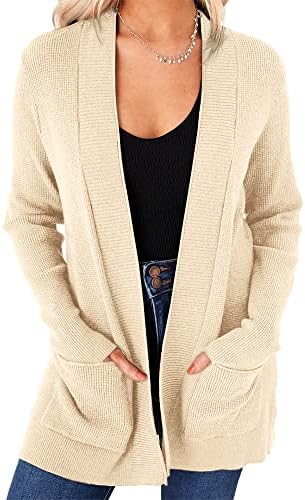 imesrun Womens Open Front Cardigans Casual Long Sleeve Classic Knit Sweater Outerwear with Pockets
