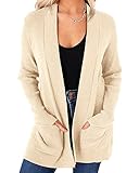 imesrun Womens Open Front Cardigans Casual Long Sleeve Classic Knit Sweater Outerwear with Pockets