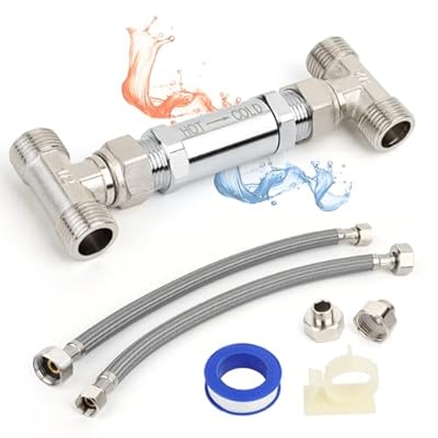 Uiyofok Stainless Steel Chromed Brass Bypass Sensor Valve Kit for Instant Hot Water Recirculating System,Replace The Old Plastic Version,Compatible With 500800,500805,367010,595926