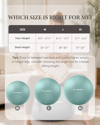 Image of Trideer Exercise Ball Yoga Ball,Office Seating & Balance Ball Chair, Stability Ball for Pilates, Physical Therapy,Core Training & Balance Improvement & Stretching