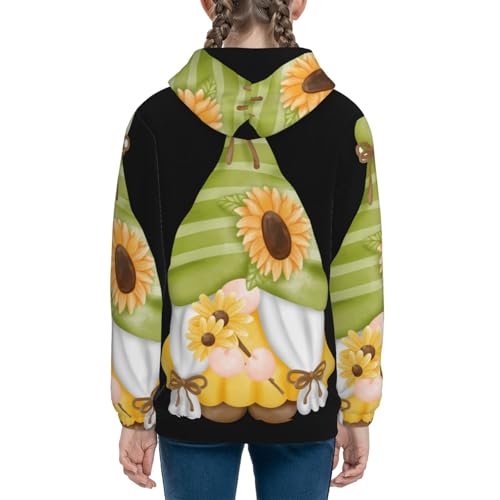 Sunflower Gnomes Kids Pullover Hoodies Boys Sweatshirts Girls Athletic Clothes with Pocket4