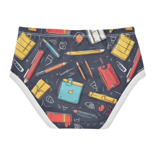 ZZKKO Blackboard Notebooks Pens Girls Underwear Toddler Panties for Girls Comfort Brief Size 8Y2