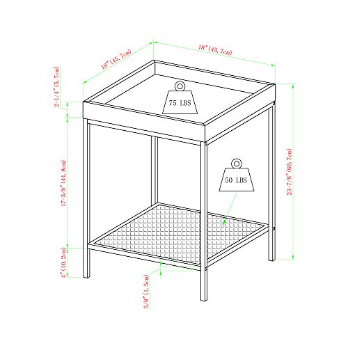 Walker Edison Industrial Farmhouse Square Side End Accent Table Living Room Small End Accent Table, 18 Inch, Grey - Image 8