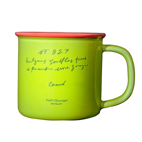 Taza de cerámica verde 10 oz con diseño minimalista miniatura 1