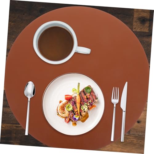 Set de table rond en cuir couleur noyer de 6 pièces lavables