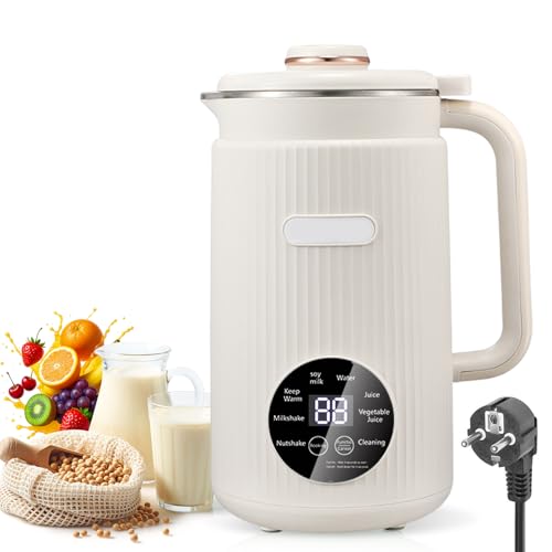 Máquina de leche de nueces 8 en 1, máquina de leche vegetal de 1200 ml con autolimpieza, función de mantenimiento en caliente y temporizador, máquina de leche de soja y leche de avena para leche de