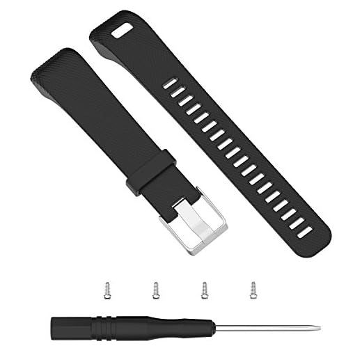 Ruentech Reemplazo Banda de silicona suave bandas correas Pulseras compatible con garmin Vivosmart HR + Smartwatch accesorios, negro