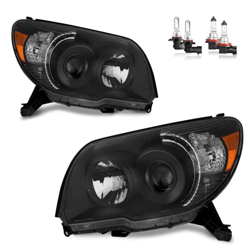 KarSpareHub Headlights Assembly for 2006-2009 4Runner Projector Limited Sport SR5 Headlamp Replacement Chrome Housing Passenger and Driver Side