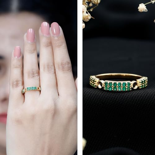 Natural Emerald Wedding Anniversary Ring | AAA Quality | Eternity Wedding Band for Women - With Jewelry Box2