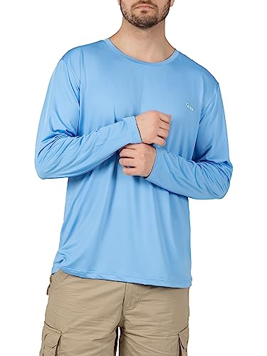 Men's Fishing UV UPF 50+ Sun Protection Quick-Dry Anti-Static Hiking Outdoor Long Sleeve Soild Sport Running T-Shirts