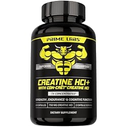Prime Labs Creatine HCl Capsules with Rhodiola Root Extract & L-Theanine | CON-CRĒT® Creatine HCl Plus Nootropics, Supports Muscle Strength, Endurance & Focus, Made in USA, 60 Capsules