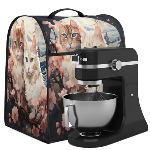 Coffee Maker Cover Flower Cat Kitchen Appliance Covers Small Appliance Covers Blender Cover Juicer Cover Dust Covers for Kitchen Appliances with Top Handle and Pockets,Washable,C822