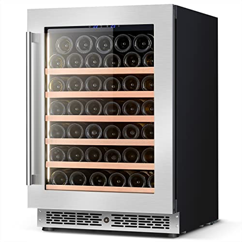 Vesgolden 24 Inchwine Cooler Refrigerator 53 Bottle Compressor Freestanding Or Built-Inunder Counterhome Kitchen Wine Fridge ​For Champagne,Sparkling Wine,White Red Wine Clear Glass Door For Office #TOP20