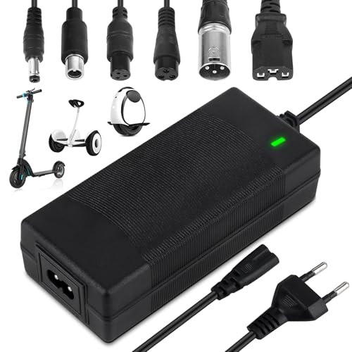 Mineup 42V 2A Hoverboard Ladekabel, E Scooter Ladegerät, Ladegeräte für Scooter, E Scooter Ladekabel mit 6 Anschlüssen, Ladegerät Für E Scooter für Hoverboard, Elektroroller und Elektrofahrräder, EU