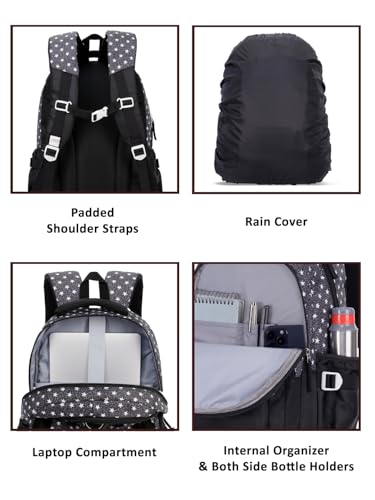Image of Lavie Sport starstruck Laptop Backpack | 36 Liters | Fits Upto 16 Inch | Laptop Compatiable | Rain Cover | Gift for Biys & Girls