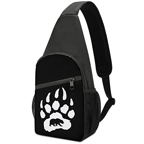 Bear Paw Crossbody Shoulder Bag Sling Backpack Travel Hiking Daypack Casual Chest Pack For Women Man One Size