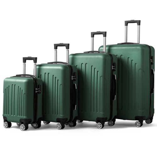 Luggage Suitcase Luggage 4 Piece Set Suitcase Lightweight,16in 20in 24in 28in Carry On Suitcases, Luggage Set with Wheels - Retro Green