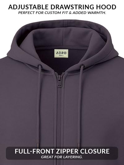 Image of ADRO Men's Regular Fit Zip-Up Hoodie for man | 320 GSM Cotton Poly Fleece Zipper Sweatshirt with Soft Fabric & Printed Hoodies