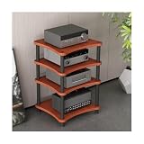 Rack audio in legno ad alte prestazioni moderno HiFi Amplificatore Stand 4 Tier AV Media Shelf Elegante vetrina angolare per DVD e apparecchiature audio