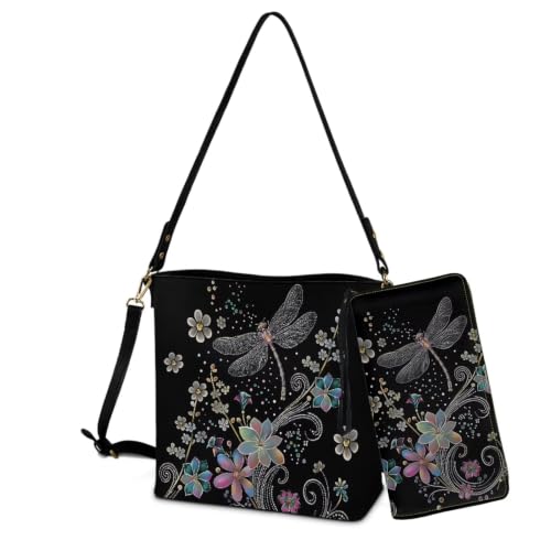 Image of Bucket Crossbody Bag Set for Women Lady, Leather Purse and Wallet Set Large Bucket Bag with Wallet