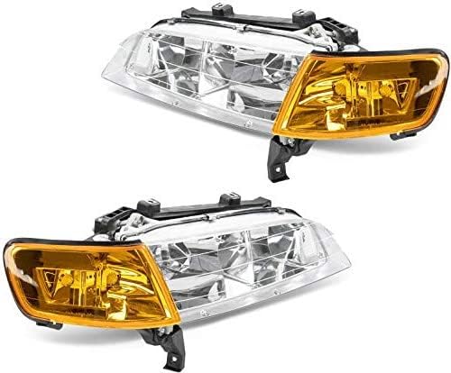 Headlight Assembly for 1994-1997 Accord, Chrome Housing, Amber Reflector, Clear Lens, Driver & Passenger Side (Pair)