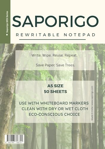 Carnet réinscriptible A5 réutilisable avec pages lignées et vierges