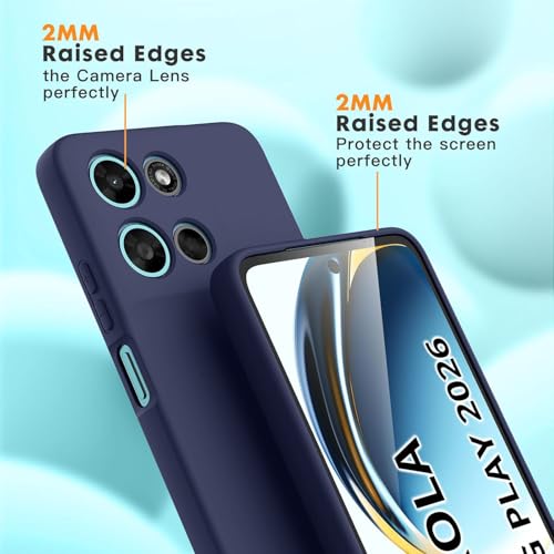 Image of DIZORO Microfiber Candy Case for Motorola G57 Power 5G Smooth Touch Cushion Liquid Soft Silicone Gel Rubber Phone Cases Non-Slip Full Body Protective Shockproof Back Cover -Navy