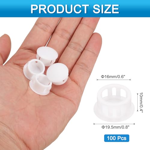 Image of uxcell 100pcs Nylon Plastic Hole Plugs, 3 /5 inch(16mm) Round Drill Screw Hole Plugs Covers Knockout Locking Plastic Plugs Insert End Caps for Kitchen Cabinet Furniture, White