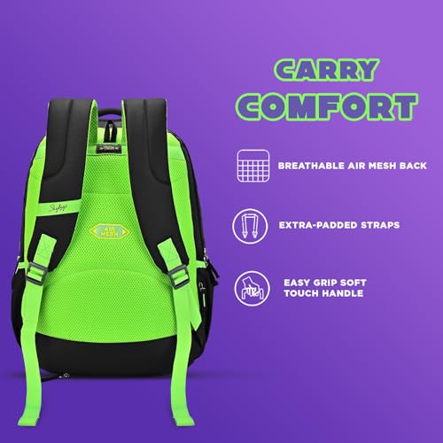 Image of Skybags Klan Plus V2 02 Play 38 Liters Premium Polyester Fabric School Backpack for Kids with Multiple Compartments and Rain Cover - Boys & Girls