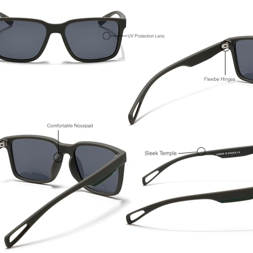 Image of EYEJACK by Voyage UV Protected & Polarized Square Sunglasses for Men & Women
